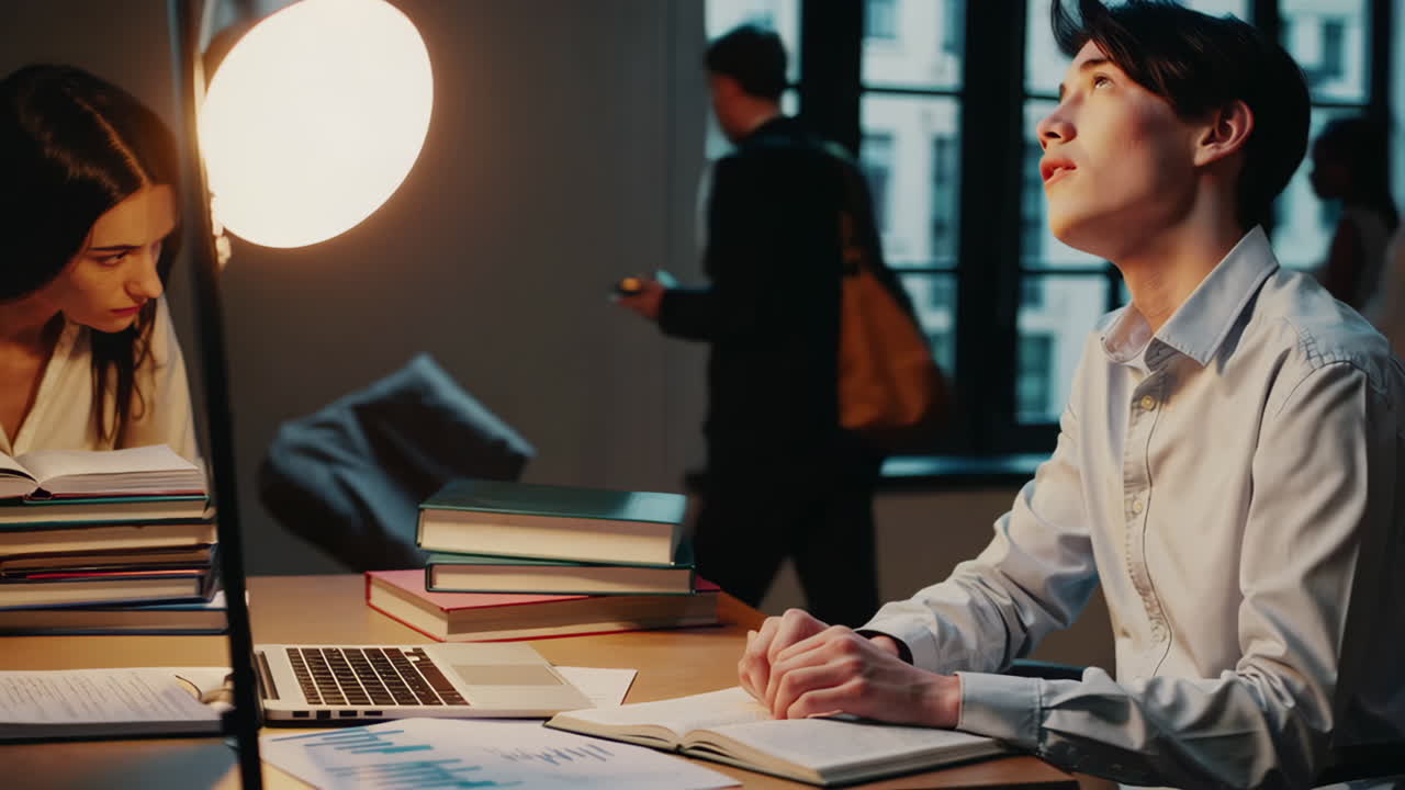 Students Studying Late Night