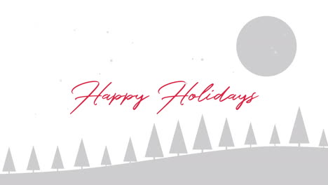 Animated-closeup-Happy-Holidays-text-with-mountains-and-forest