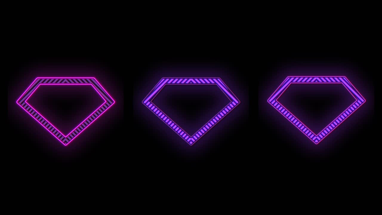 patrón de diamantes con luz púrpura de neón pulsante