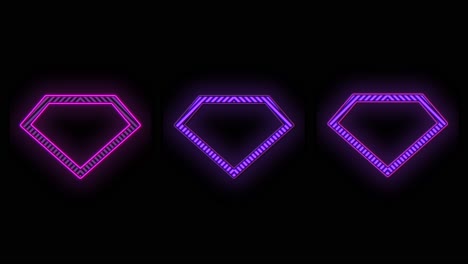 patrón de diamantes con luz púrpura de neón pulsante