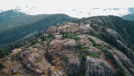 sub alpine ridge aerial on vancouver island mountains, minnas ridge