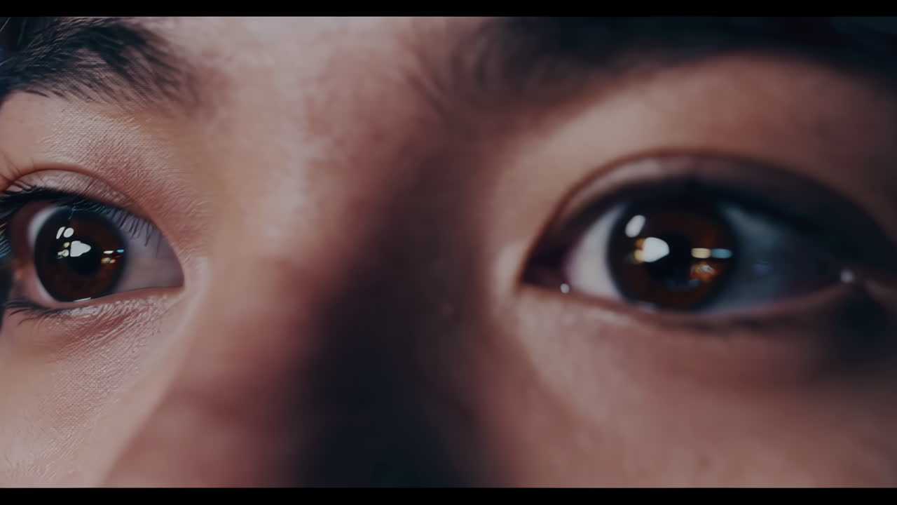 Close-up of woman's eyes at night