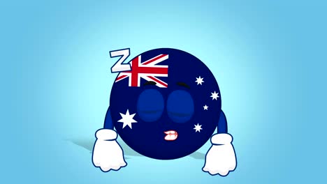 cartoon icon flag australia sleep with face animation with alpha matte