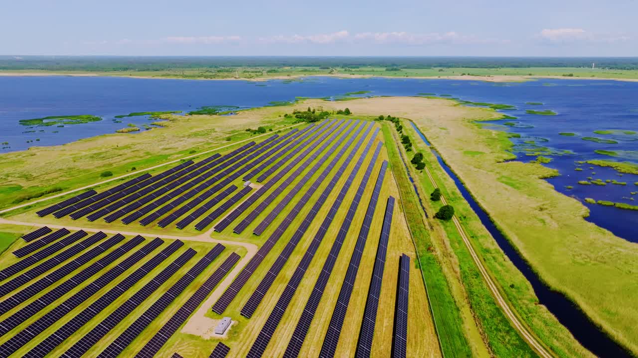 Green energy, wild wetlands converge in Latvia, bright summer sunlight, Liepaja