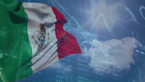 animación del procesamiento de datos sobre la bandera de méxico