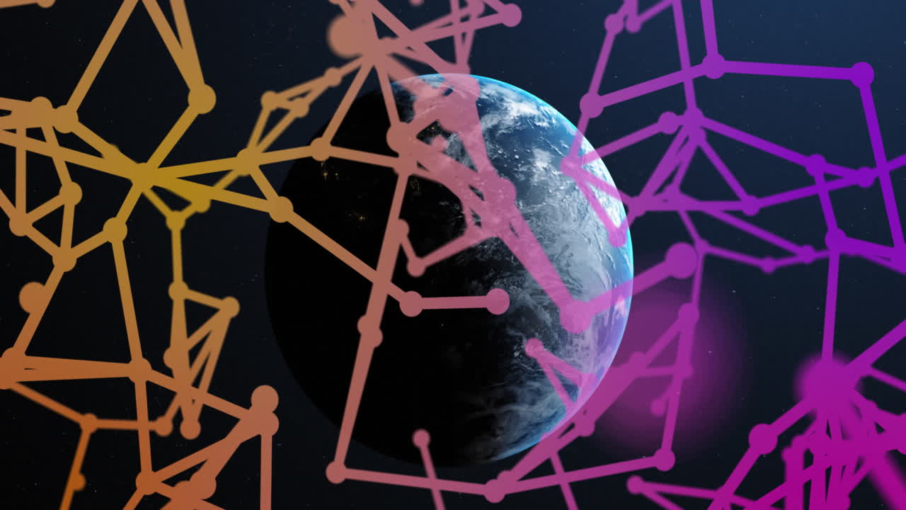 animación de redes de conexiones en todo el mundo