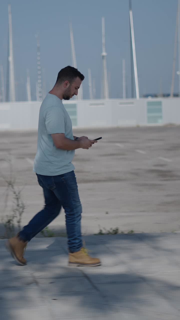 Man Walking in Urban Environment