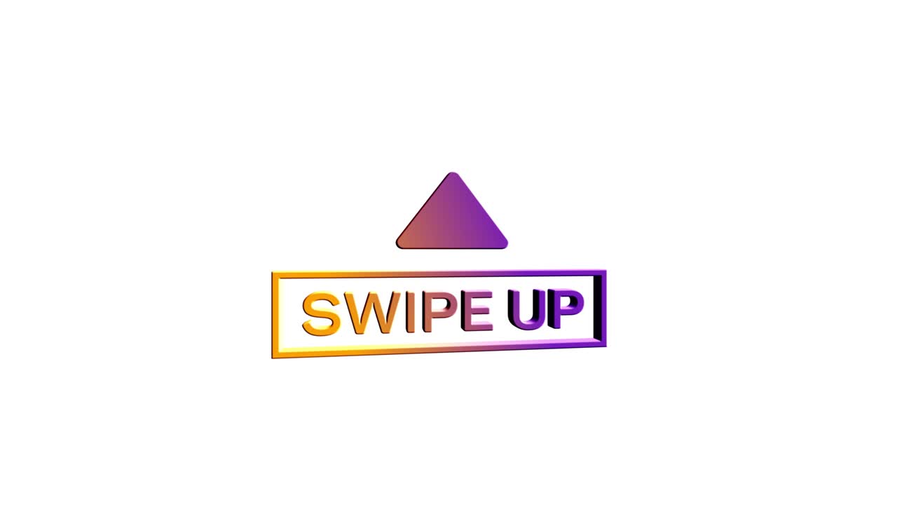 3d deslizar hacia arriba, flecha hacia arriba botones gradiente colorido. aplicación y iconos de redes sociales, deslizar para la publicidad. medias sociales flechas de desplazamiento. animación de video 4k con canal alfa