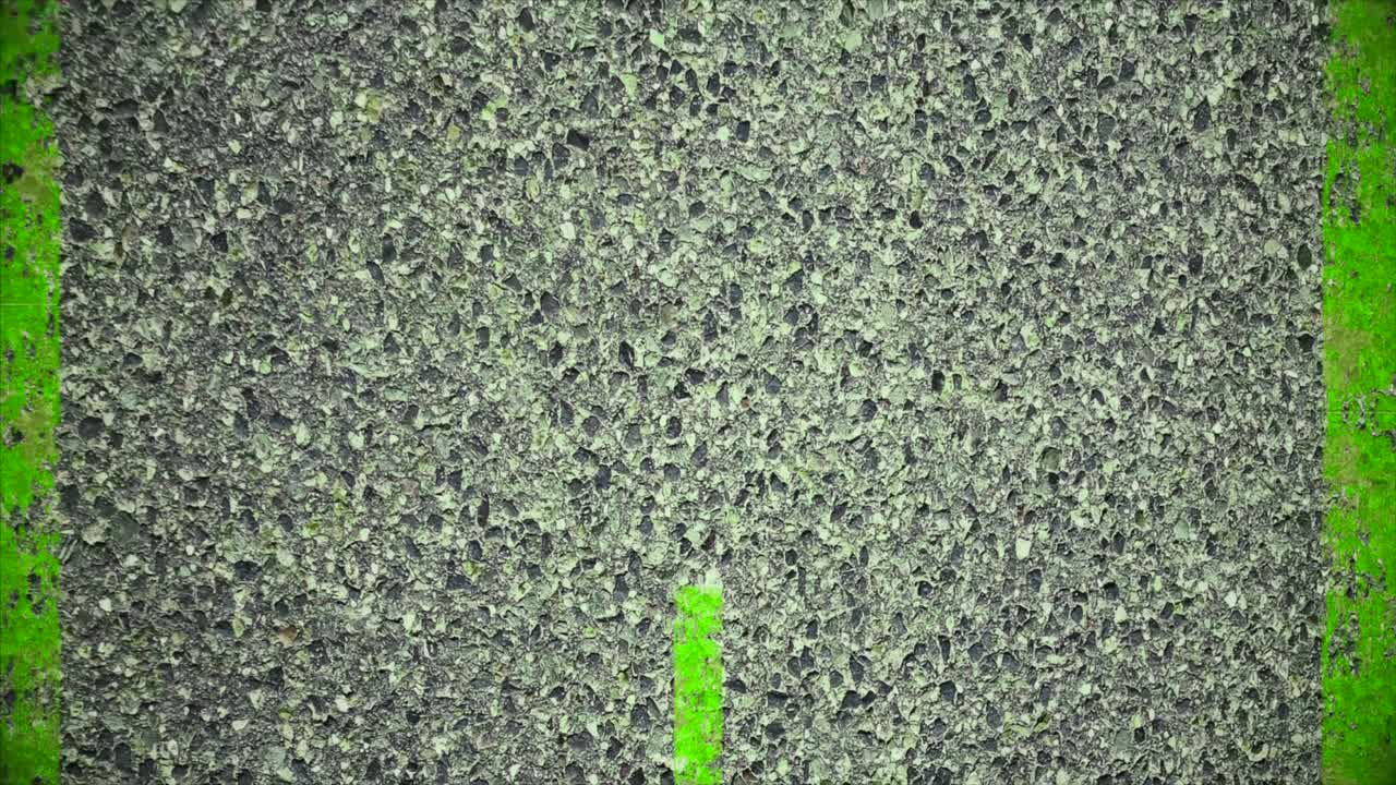 도로에서 움직입니다. 애니메이션. 녹색 차선 표시를 실행합니다.