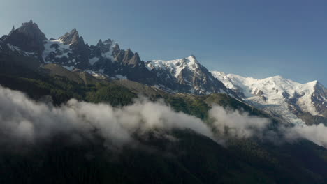 aerial slider shot of mont blanc from the foothills