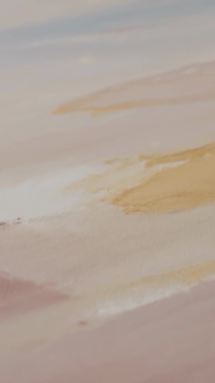 Video verticale: Panoramica della telecamera verso destra all'inizio, rivelando una tela pastello in studio che mostra la texture.