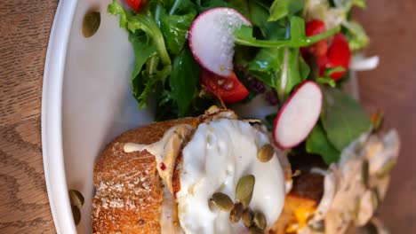 delicious open-faced sandwich with salad