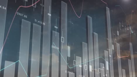 Composite-video-of-statistical-data-processing-against-clouds-in-the-blue-sky