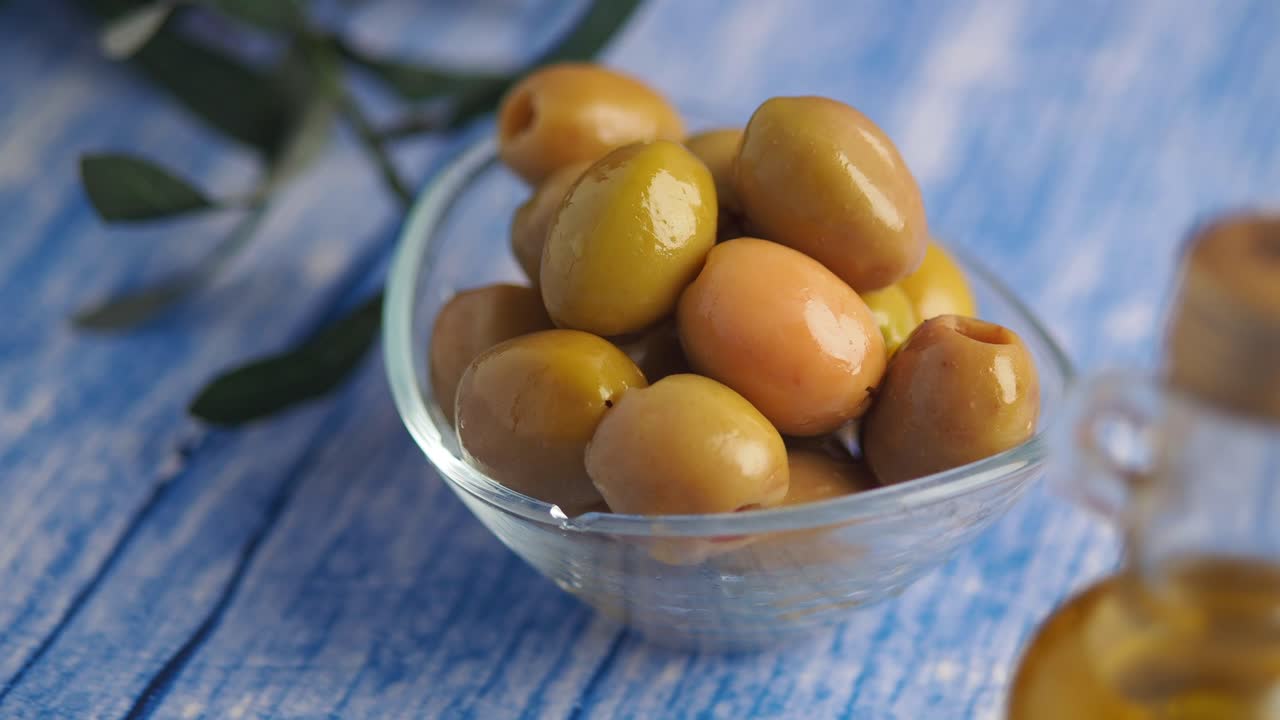 Bowl of Olives with Olive Oil