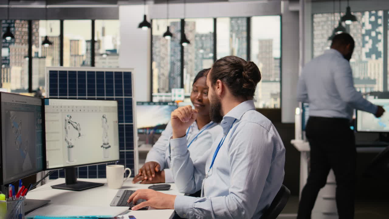 Rd Department Coworkers Studying How To Produce Green Energy With Solar Panels
