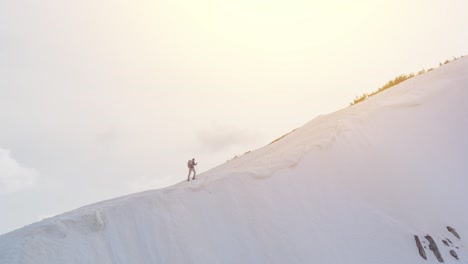 hiking in snowy mountains