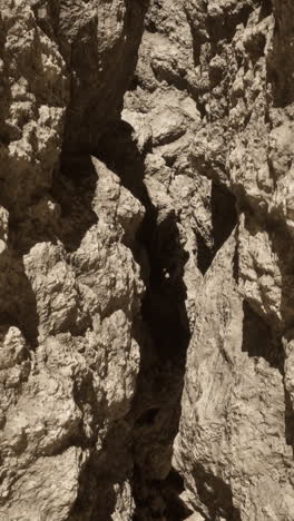 narrow passage between towering rocks