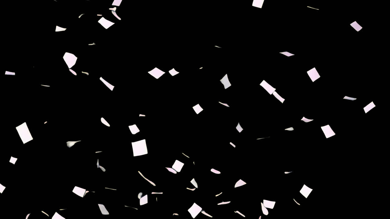 Floating papers confetti animated overlay, transparent 4K video, alpha channel, ProRes 4444