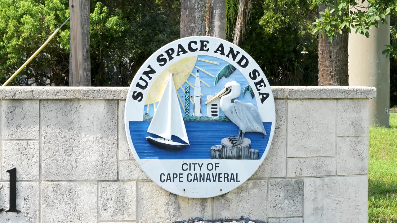Welcome to the City of Cape Canaveral. Welcome sign for the City of Cape Canaveral, Florida.Sun, Space and Sea