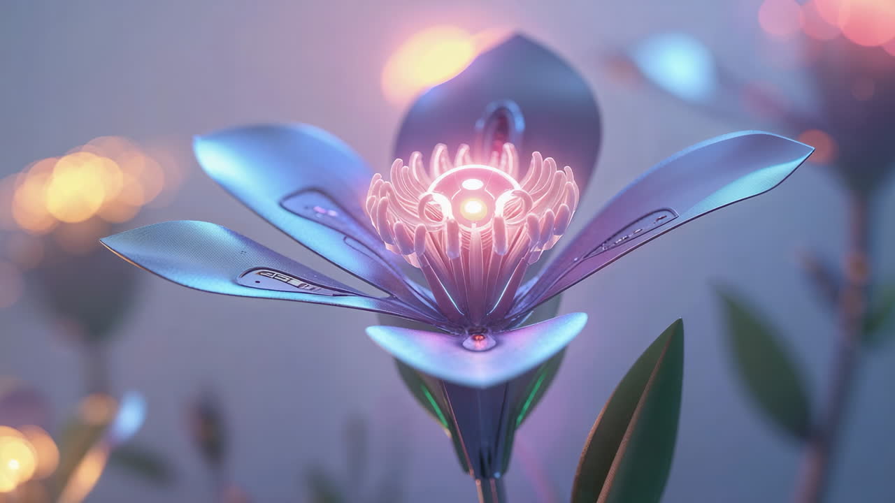 Glowing Futuristic Cybernetic Flower