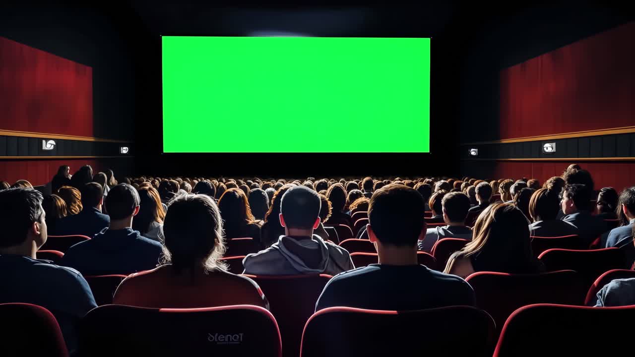 Animazione mockup live di uno schermo cinematografico, video 4K trasparente, green screen