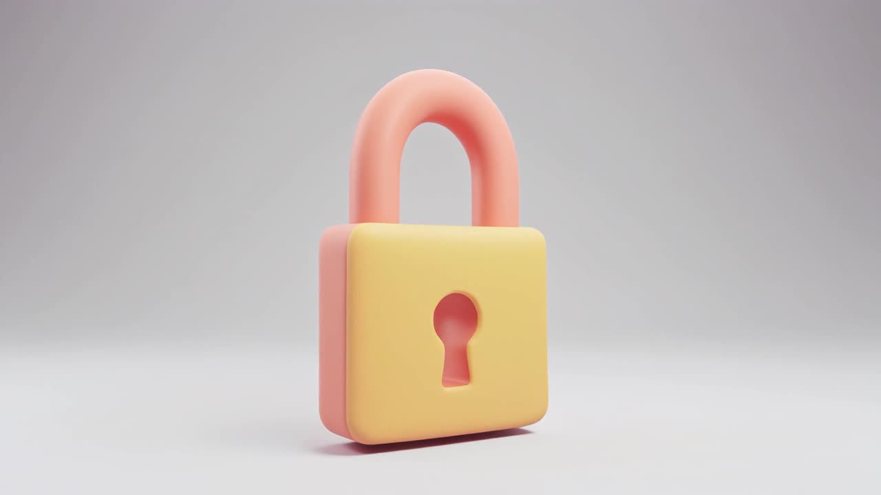 Icona minimalista di lucchetto 3D, simbolo di sicurezza