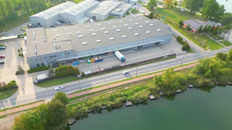 aerial drone view on distribution center