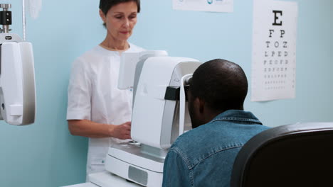 man doing eye test