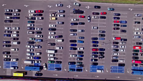 aerial view a large number of cars different brands standing parking lot