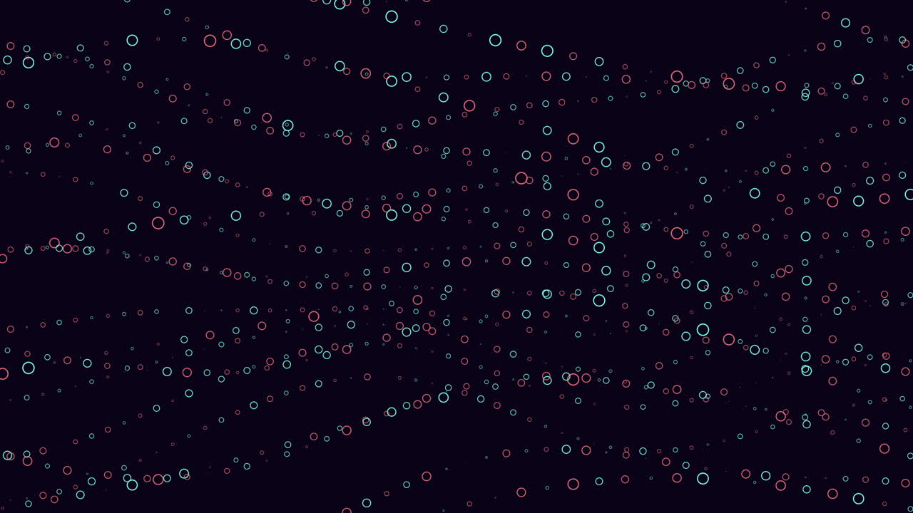 Circular pattern of red and blue dots on a black background