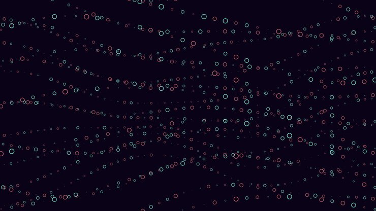 Circular pattern of red and blue dots on a black background