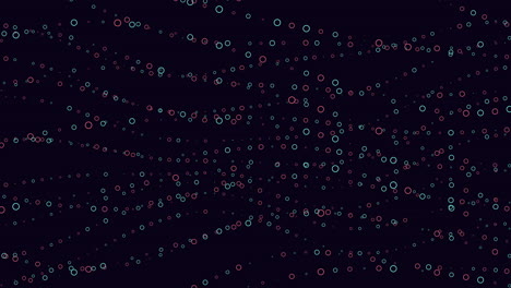 Circular pattern of red and blue dots on a black background