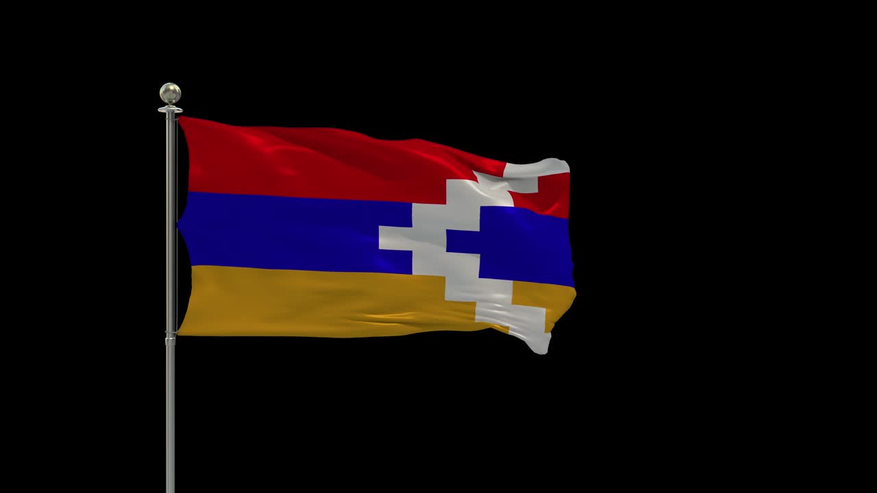 나고르노-카라바흐 공화국 (nagorno-karabakh republic) - 국기, 기둥, 테이블 발을 흔들고 있는 여러 발.