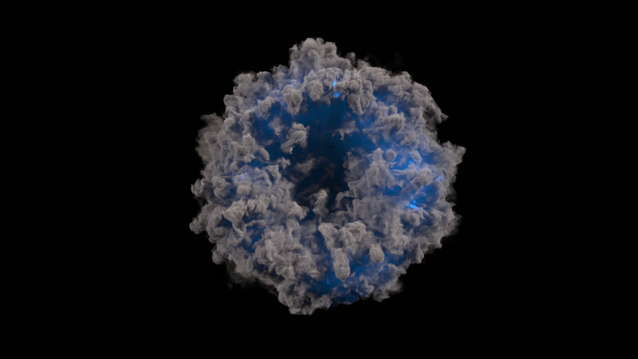 Abstract portal smoke ring with blue flash with alpha channel