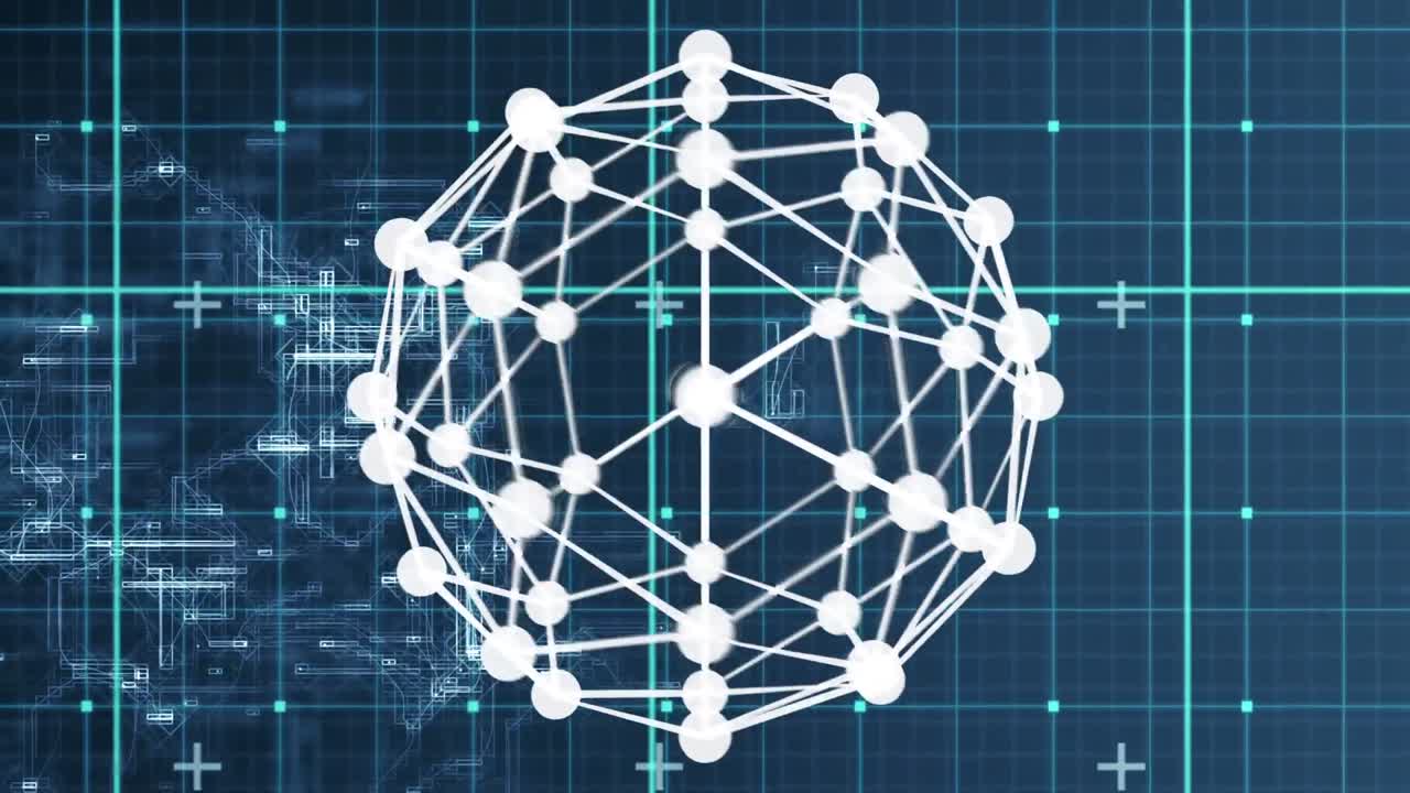 animación de la molécula girando sobre el espacio azul marcado