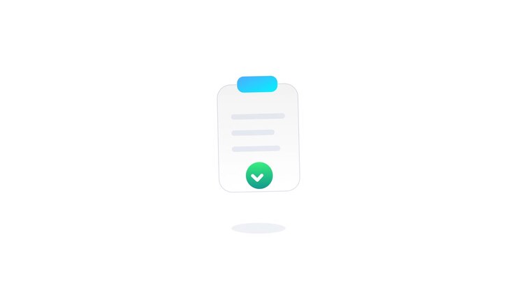 Animated Clipboard Icon Showing Task Completion with Checkmark