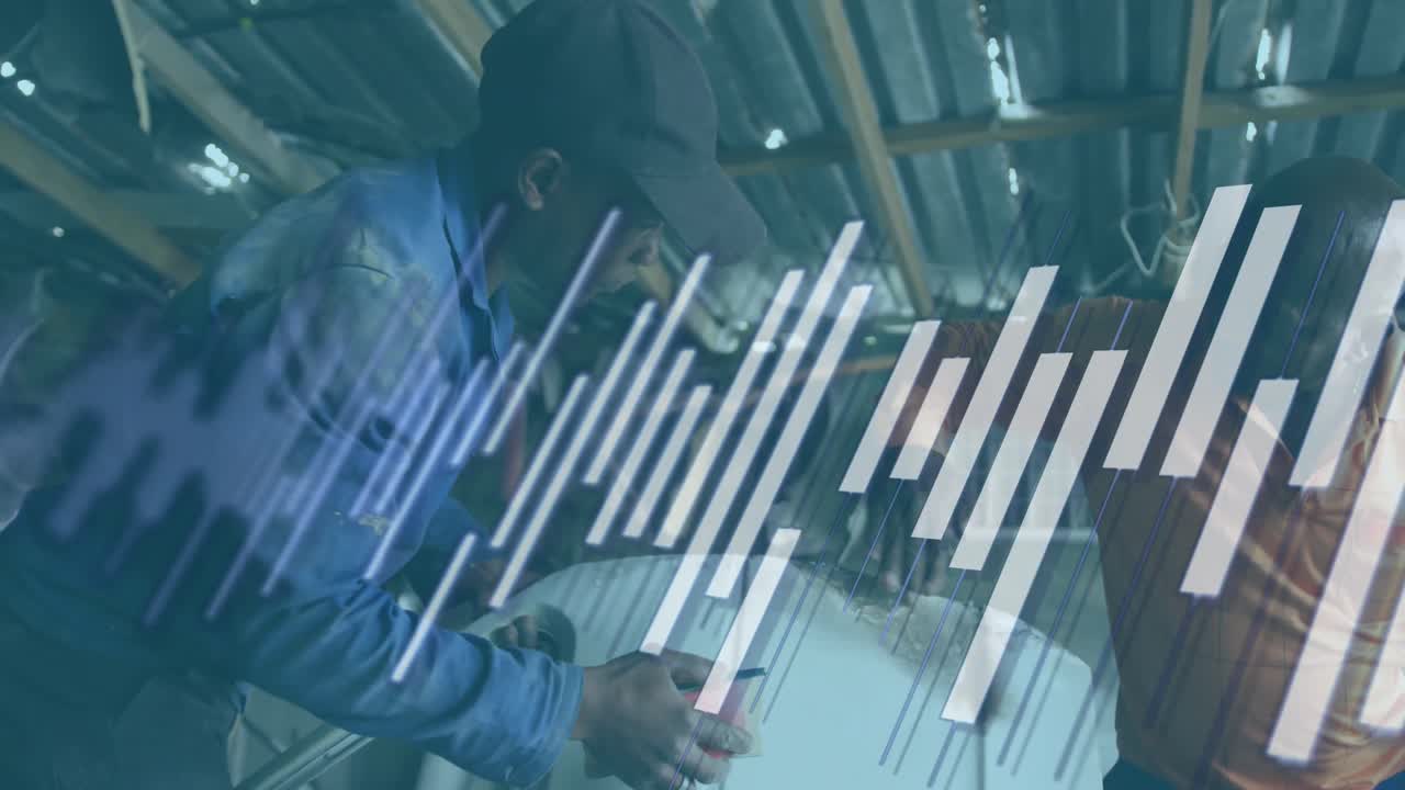 animación de gráficos sobre mecánicos afroamericanos que planean reparar la abolladura en la puerta del coche