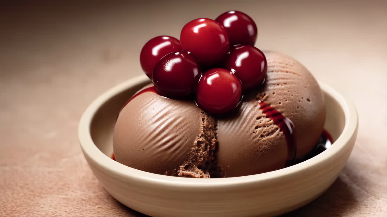 Chocolate Ice Cream with Cherries