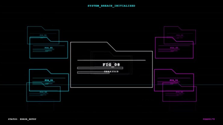 Digital Cyber Security Interface Showing System Breach and Data Decryption