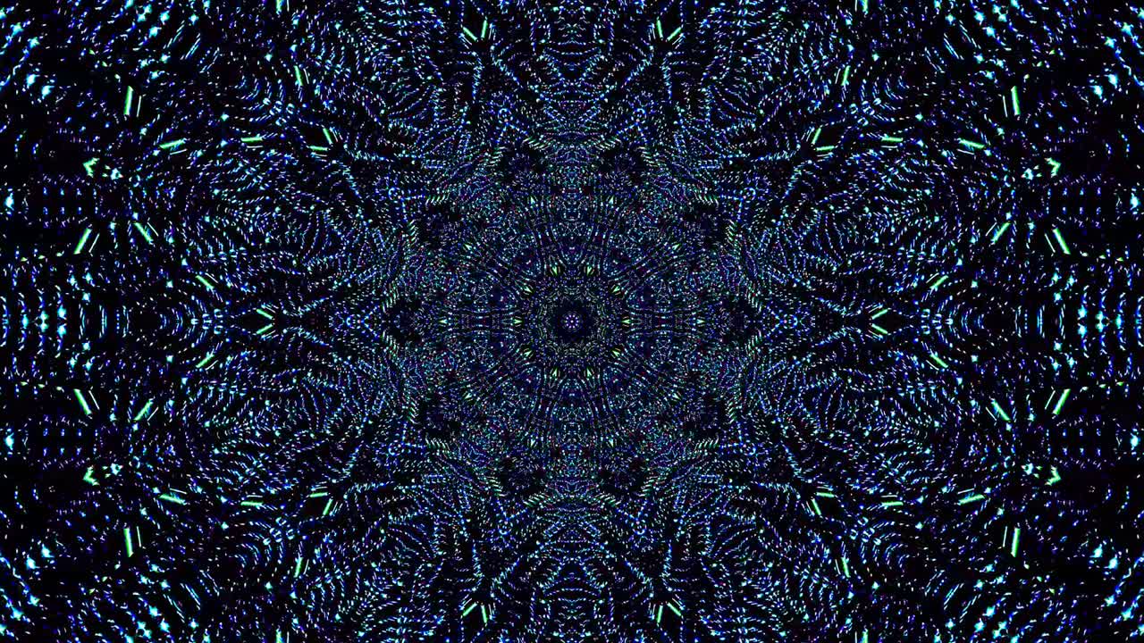 onda de luz puntos abstractos conjunto de color azul caleidoscopio fondo negro