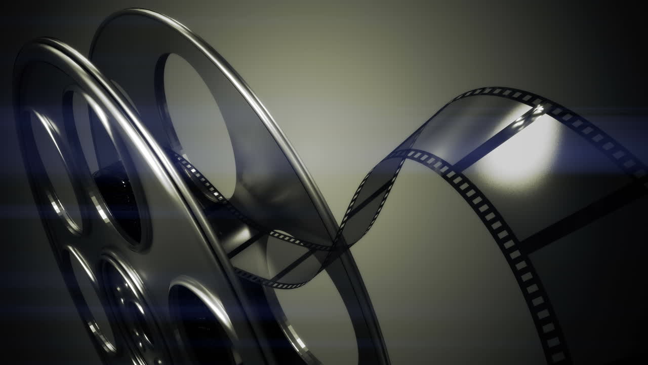 필름 릴에서 굴러 나오는 필름