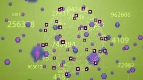 animación del globo de la red de conexiones con iconos y números