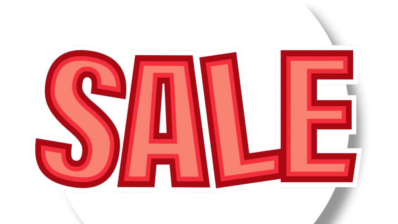 animación del texto de venta sobre un fondo rojo en movimiento