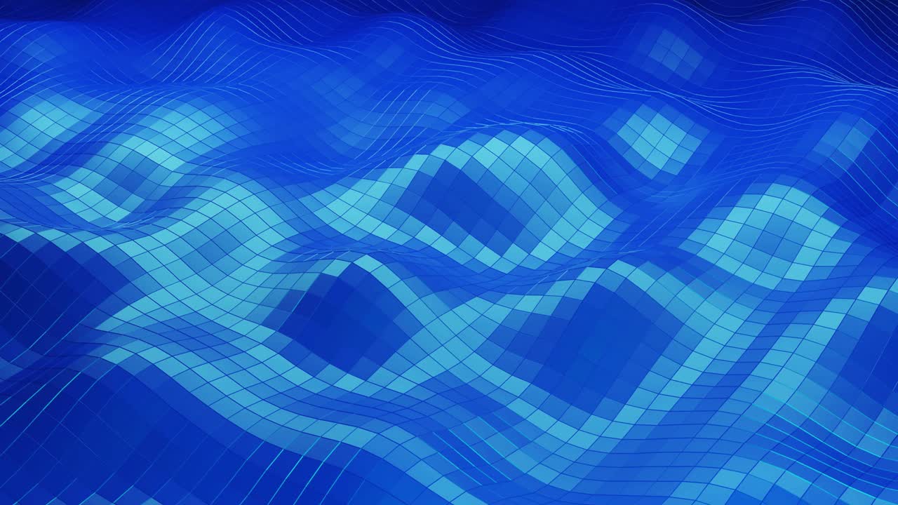 스타일리시 크리에이티브 어브스트랙티브 로우 폴리 배경 4k, 룩으로 반이는 표면 위에서 움직이는 추상적인 파동, 부드러운 부드러운 원활한 애니메이션, 간단한 미니멀리즘 기하학, 블루 컬러