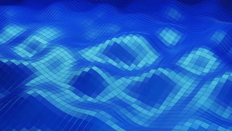 stylish creative abstract low poly background in 4k. Abstract waves move on glossy surface in loop. Smooth soft seamless animation. Simple minimalistic geometric bg. Blue color