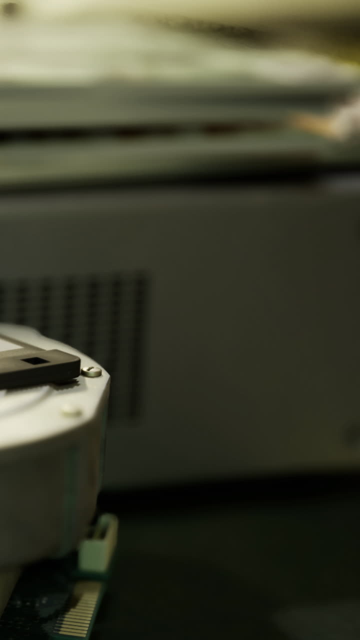 Close view of a circuit board with electronic components in a workshop