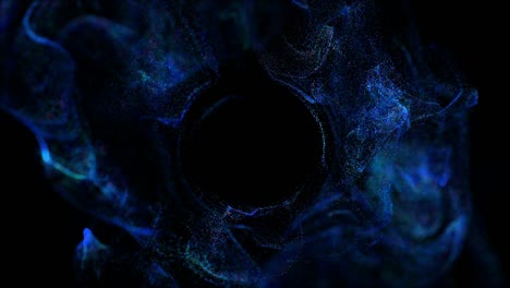4k luminous particles move in liquid flow and stumble upon a force field in the center of frame pushing apart particles, place for text or a logo. luma matte as alpha channel. blue 3
