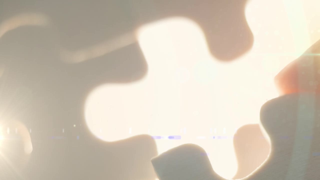 카우카스인 남자의 손의 애니메이션으로 퍼즐을 추가합니다.