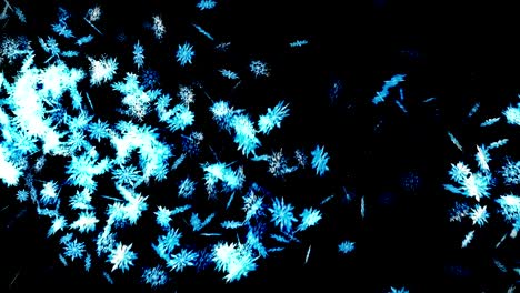 copos de nieve cayendo sobre un fondo negro, animación de brillo en bucle,