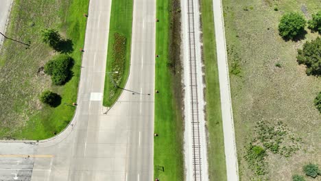 aerial tilt with drone over the main drag of downtown